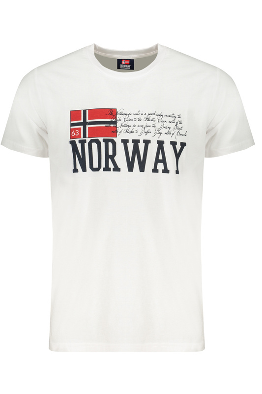 BIA�Y T-SHIRT M�SKI Z KR�TKIM R�KAWEM Norway 1963