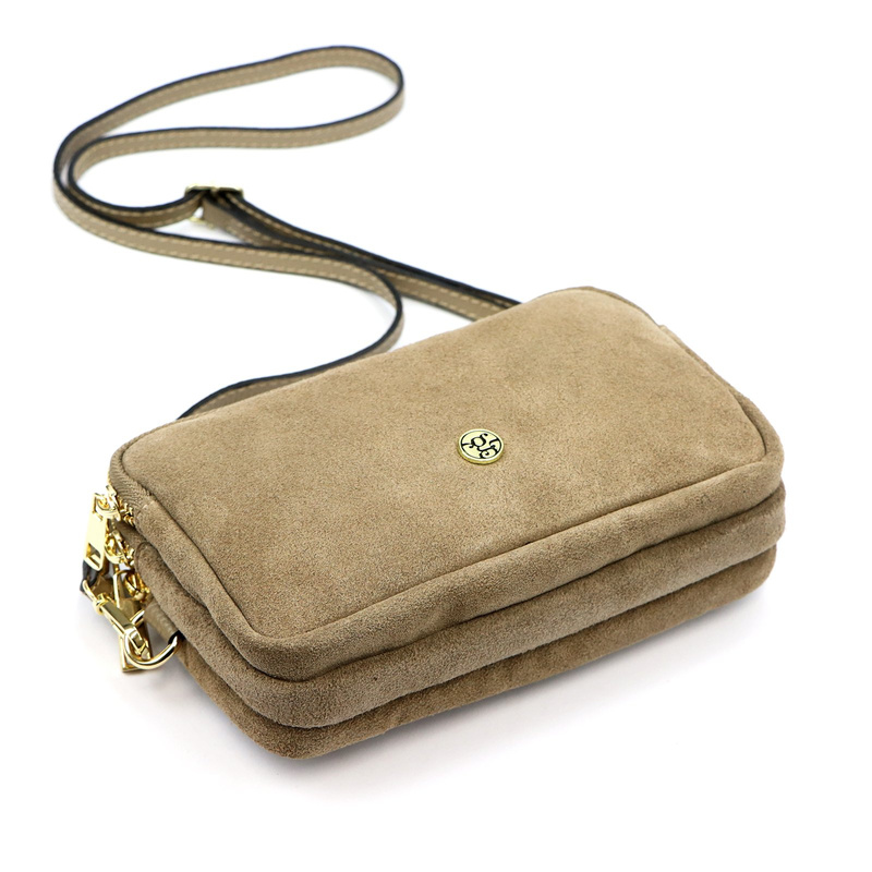 Gregorio damska listonoszka skóra naturalna zamsz trzykomorowa na ramię