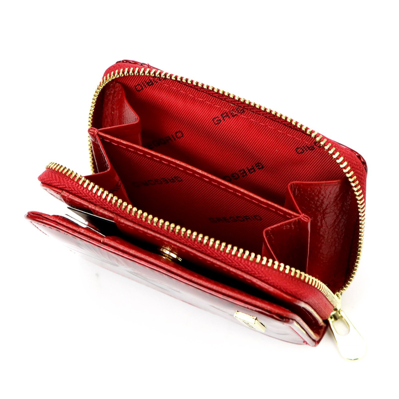 Zapinana Lakierowana zgrabna damska portmonetka w motyle Gregorio