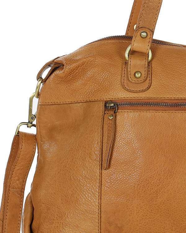 Shopper bag torebka skórzana A4 do pracy - MARCO MAZZINI brąz camel