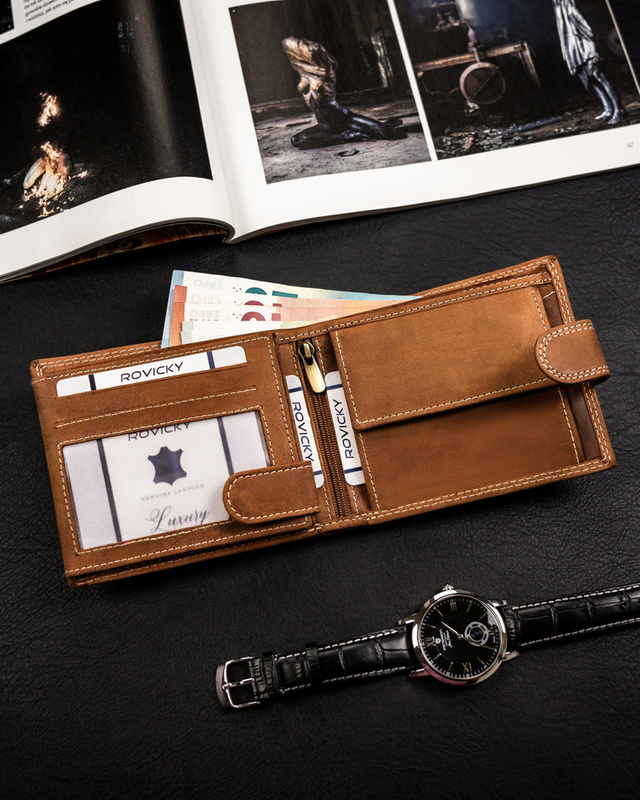 Skórzany męski portfel wzór czaszki od Always Wild