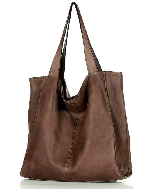 MARCO MAZZINI Torebka miejski shopper bag skóra naturalna handmade brąz