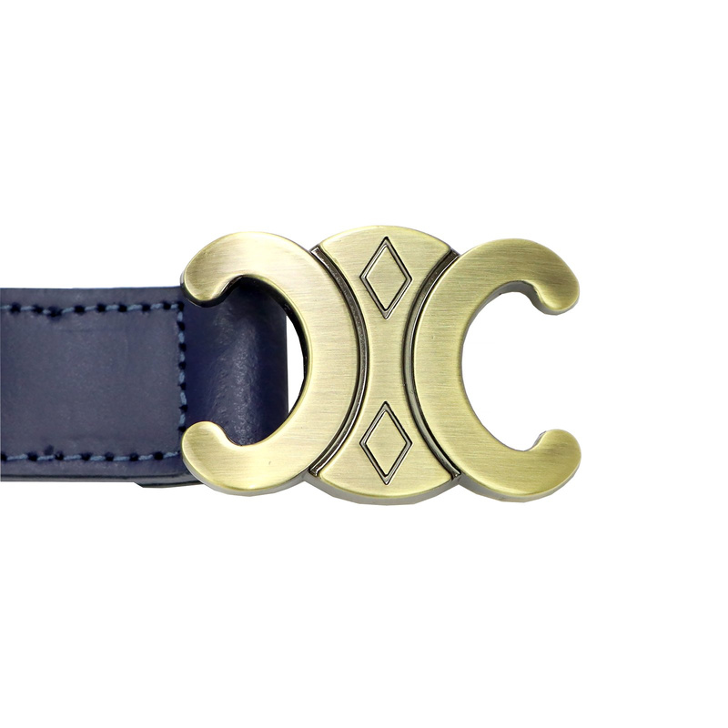 Gregorio Damski pasek do spodni skóra naturalna ze stylową klamrą złotą