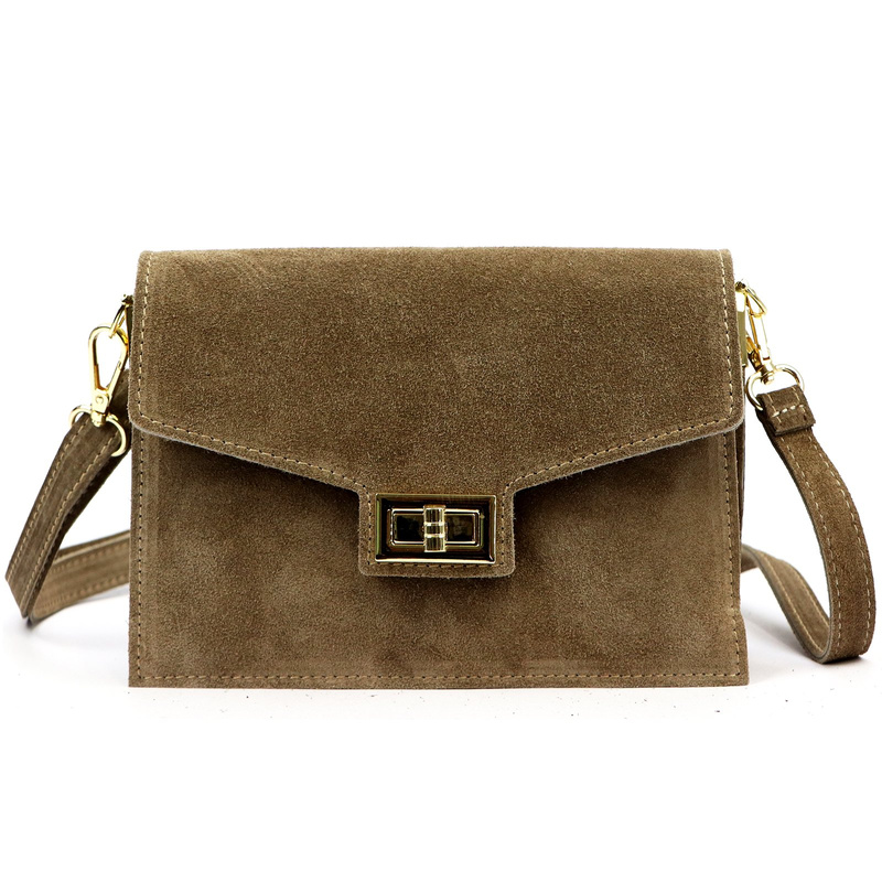 Damska listonoszka ze skóry naturalnej zamszowej z organizerem od Luka