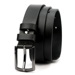 VerMari męski pasek do spodni skóra naturalna klasyczna srebrna klamra