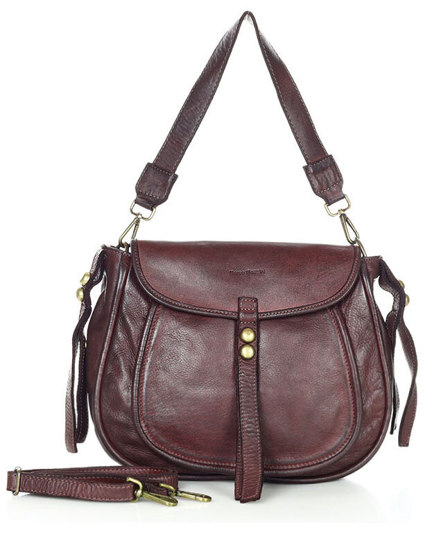 Marco Mazzini Torebka classic saddle bag ze skóry naturalnej na ramie bordowa