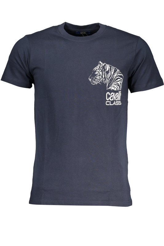 NIEBIESKI T-SHIRT MĘSKI Z KRÓTKIM RĘKAWEM KLASY CAVALLI