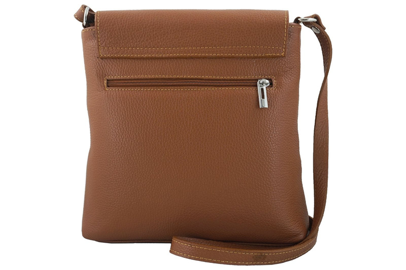 Skórzana torebka listonoszka z klapką - Zielona