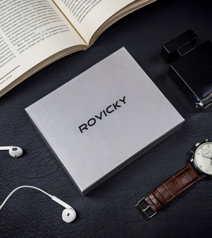 Elegancki pionowy portfel męski skórzany Rovicky