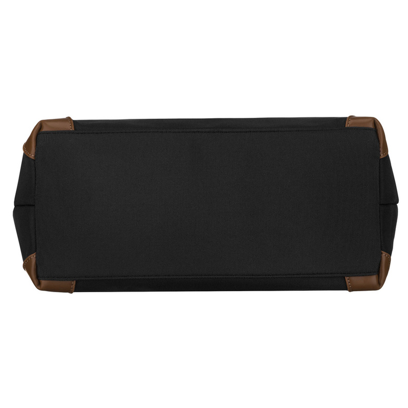 Duża, czarna shopperka damska na uchwytach i doczepianym pasku - Peterson