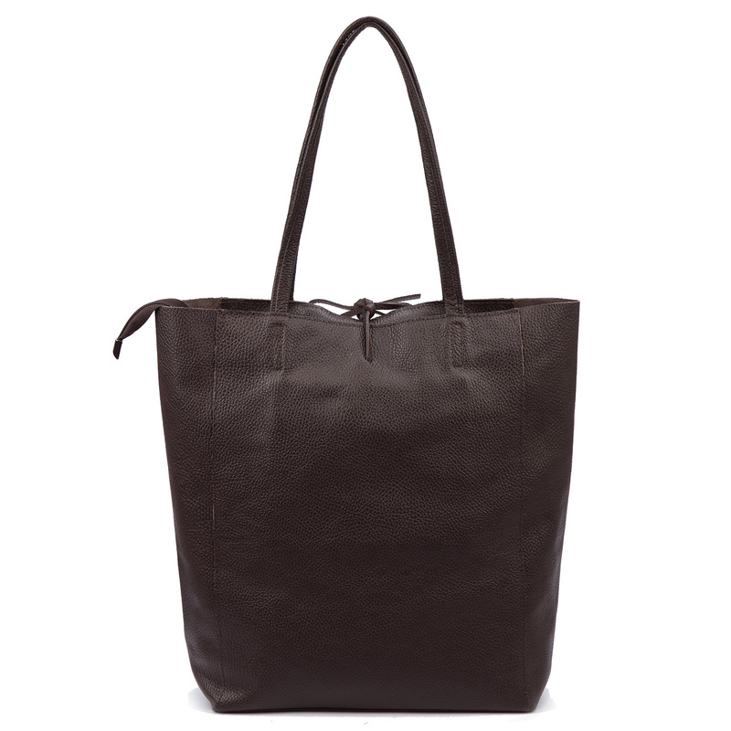 MiaMore Skórzana damska shopperbag duża torabka na ramię z kieszenią