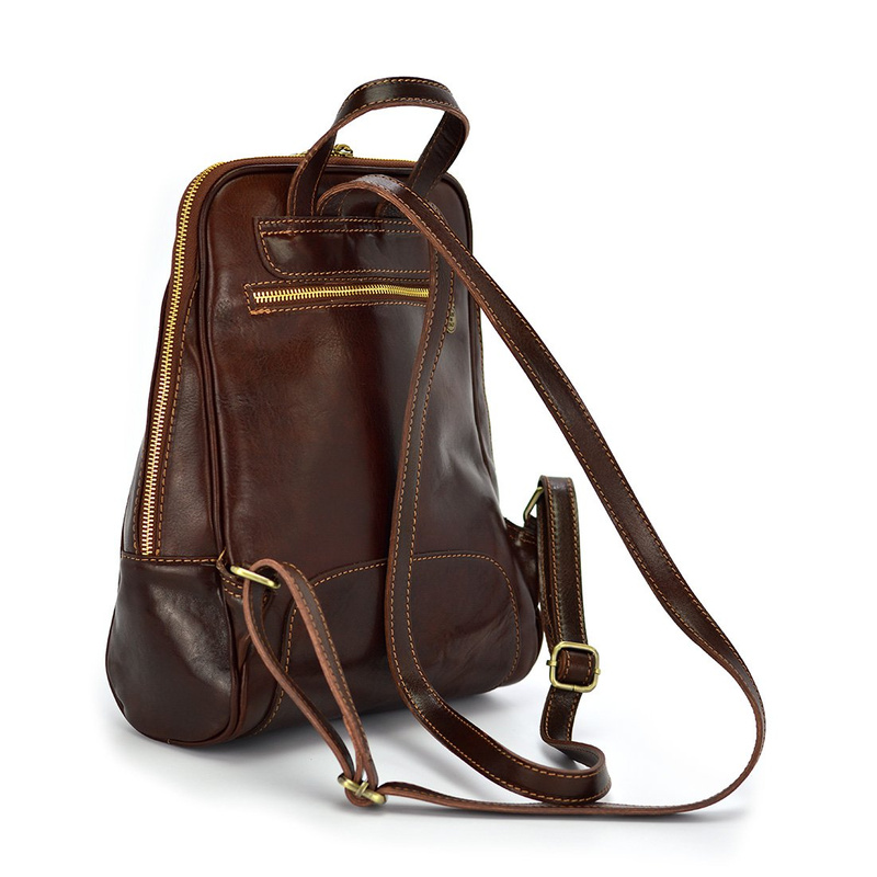 Florence Miejski Damski plecak skóra naturalna z kieszeniami na suwak