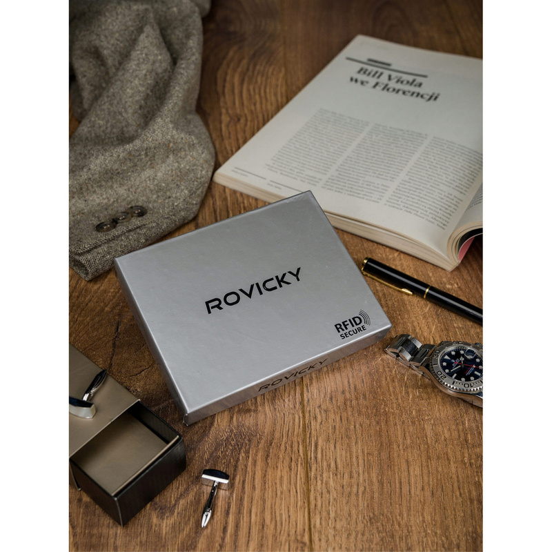 Portfel Skórzany Męski Rozbudowany Skóra Naturalna Rovicky RFID