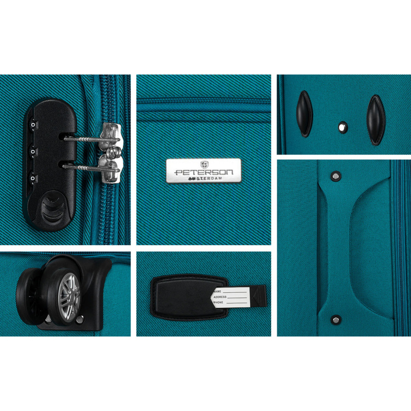 Duża walizka z praktycznej tkaniny poliestrowej w turkusowo-różowym - Peterson