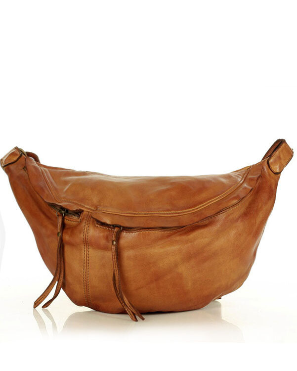 Uniwersalna torebka nerka półksiężyc crossbody runway - skóra naturalna Marco Mazzini brąz
