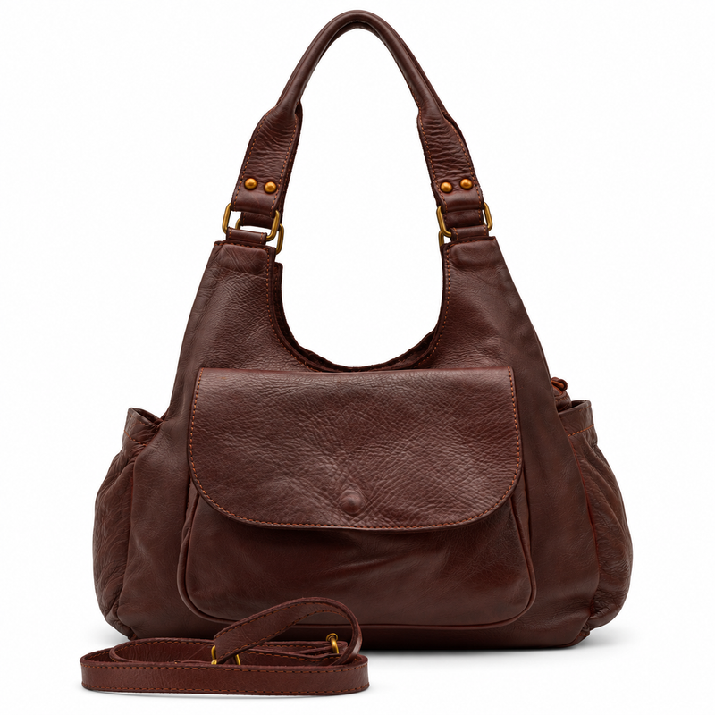 PELLE LAVATA Skórzana Torebka ShopperBag Na Ramię Vintage 3 Kieszenie