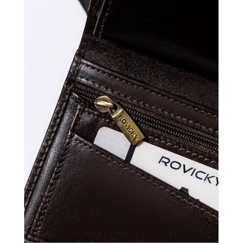 Skórzany męski portfel Rovicky N74-RVT RFID