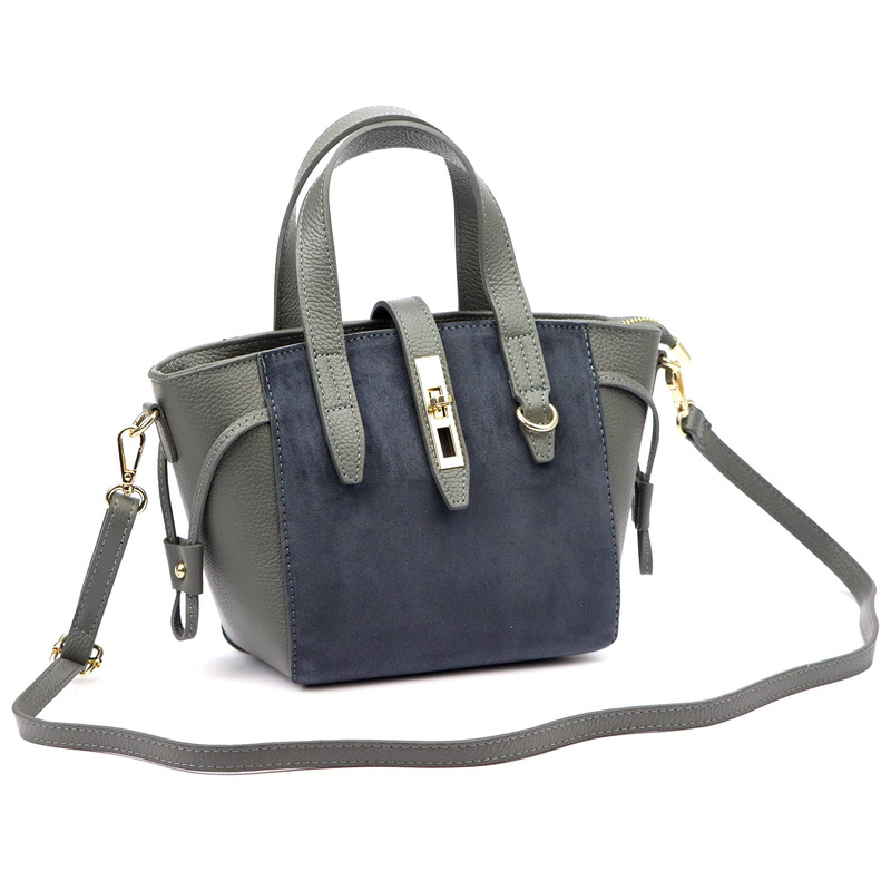 Luka Skórzany damski kuferek torebka do ręki z dopinanym paskiem elegancki