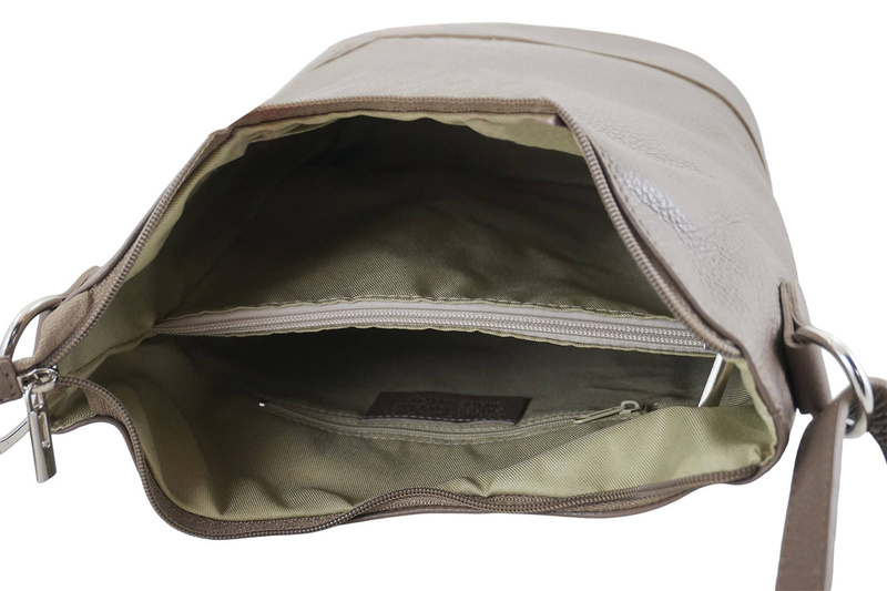 Modna torebka włoska skórzana - Beżowa ciemna