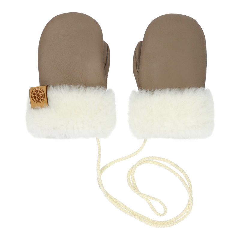 Ciepłe Dziecięce rękawiczki z kożucha 1 palec wełna sznurek Podhale