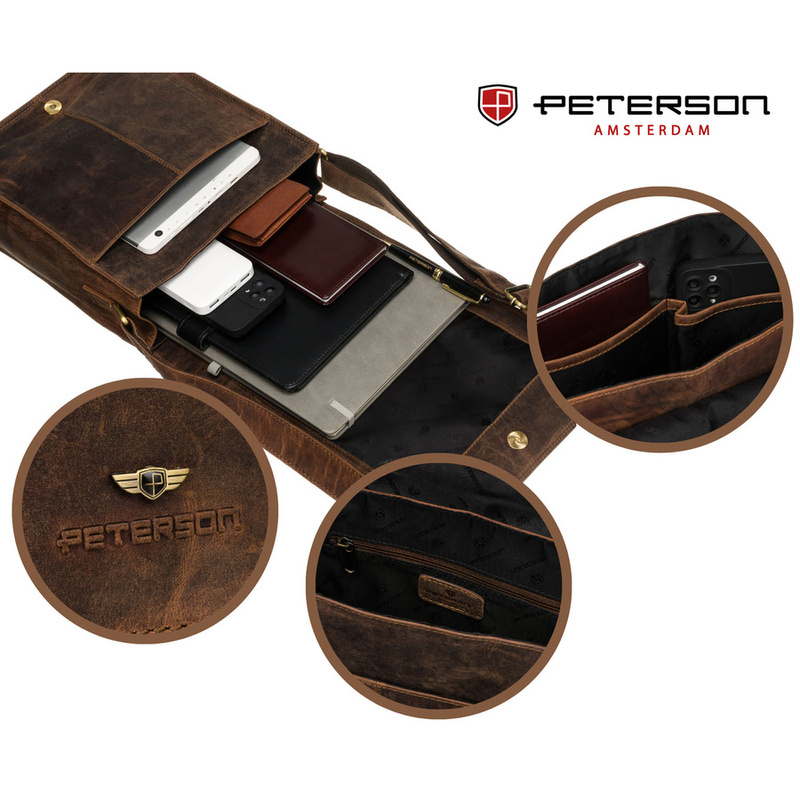 Saszetka męska z naturalnej skóry Peterson PTN LARS-NSH