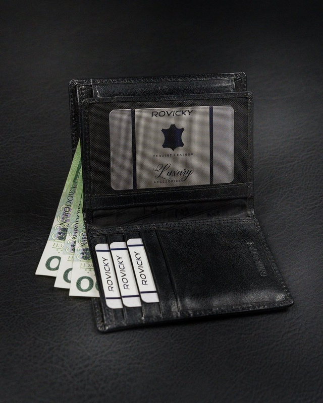 Skórzany męski klasyczny portfel z RFID od Rovicky