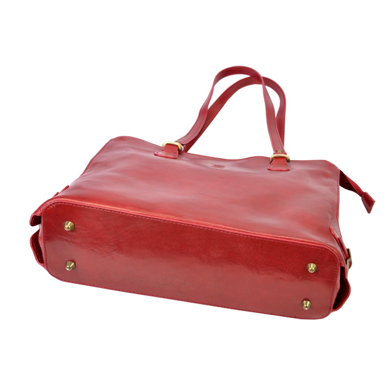 Skórzana elegancka shopperbag pojemna na ramię z kieszeniami Florence
