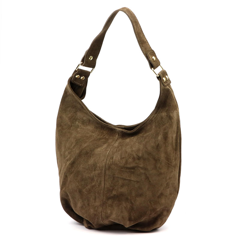 Vera Pelle damska torebka na ramię skóra naturalna zamszowa shopperbag