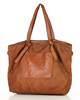 Oryginalna torebka pleciona damska skórzany shopper bag - MARCO MAZZINI brąz camel