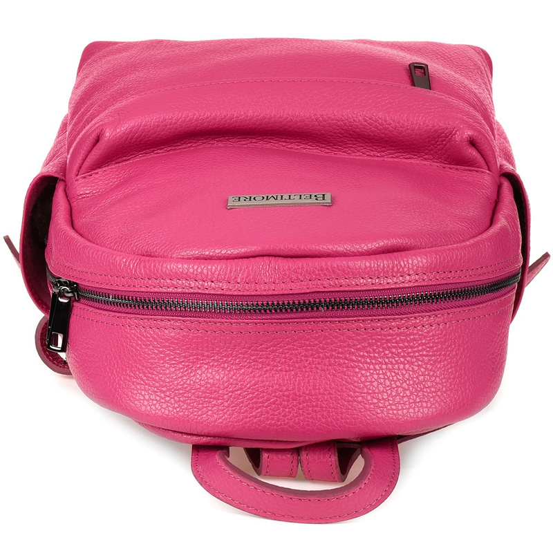 Fuksjowy mały skórzany plecak damski elegancki plecaczek A5 Beltimore P15