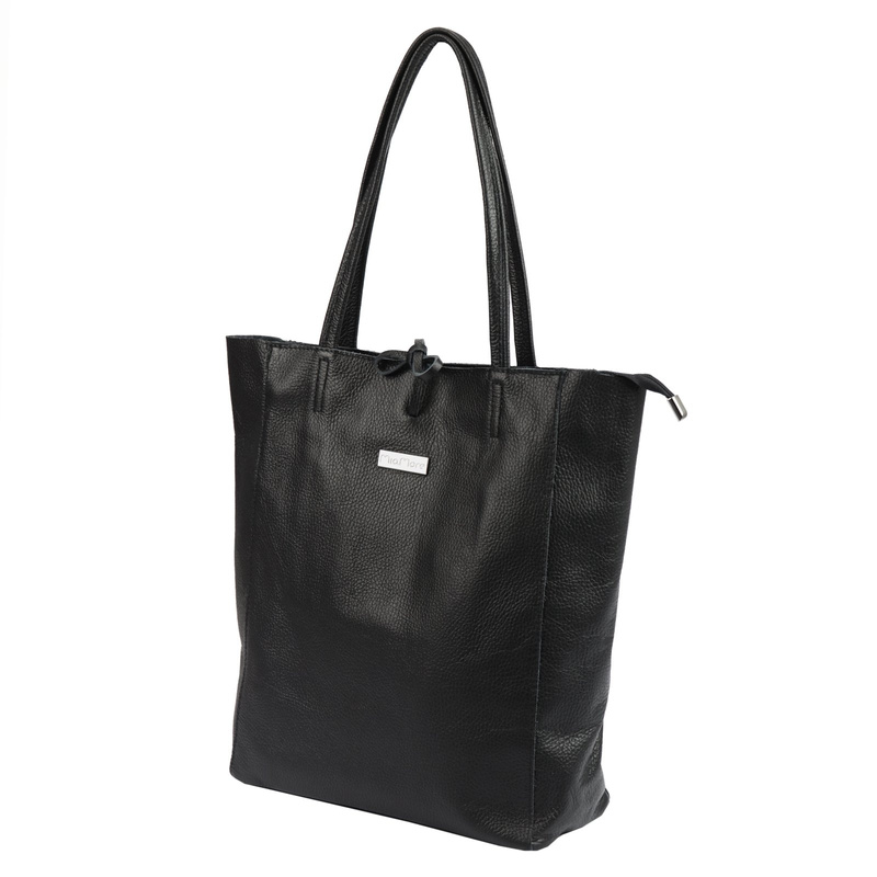 MiaMore Skórzana damska shopperbag duża torabka na ramię z kieszenią