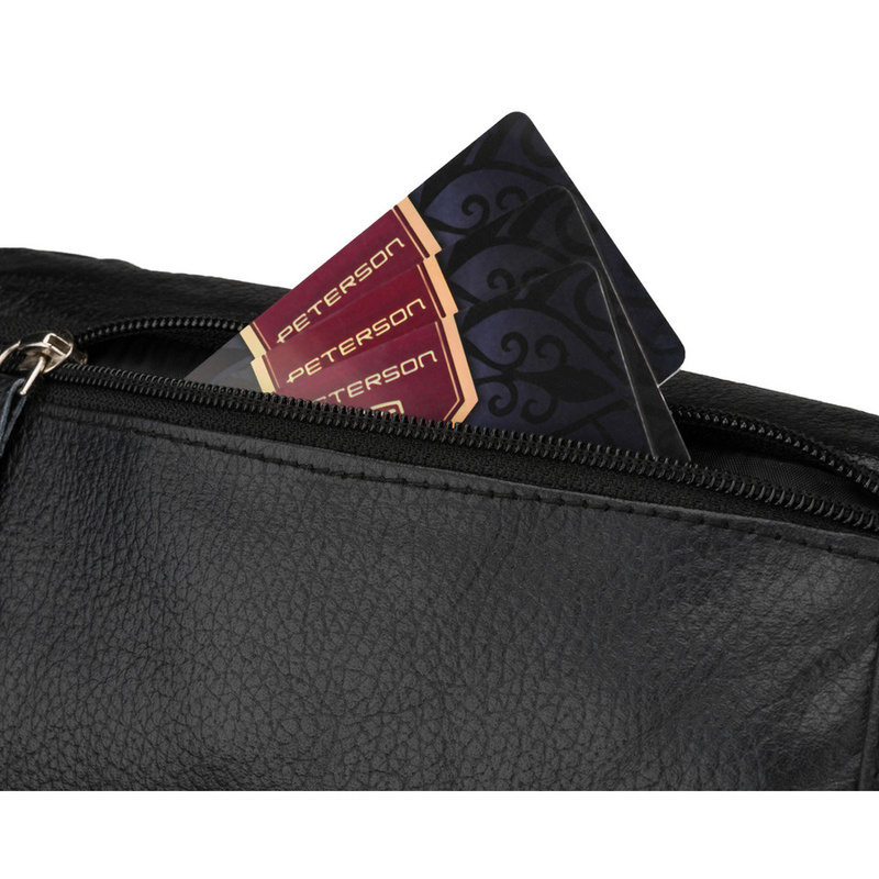 Czarna, skórzana saszetka damska zamykana na suwak - Rovicky