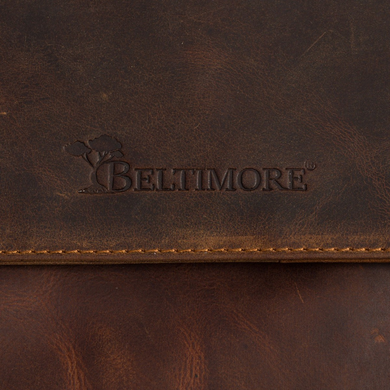 Torba męska skórzana na ramię laptopa 15" duża A4 brązowa nubuk biznesowa Beltimore N26