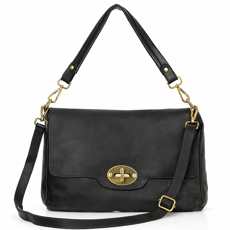 Legendarna torebka skórzana na ramię 2 w 1 genuine lether - MAZZINI czarna