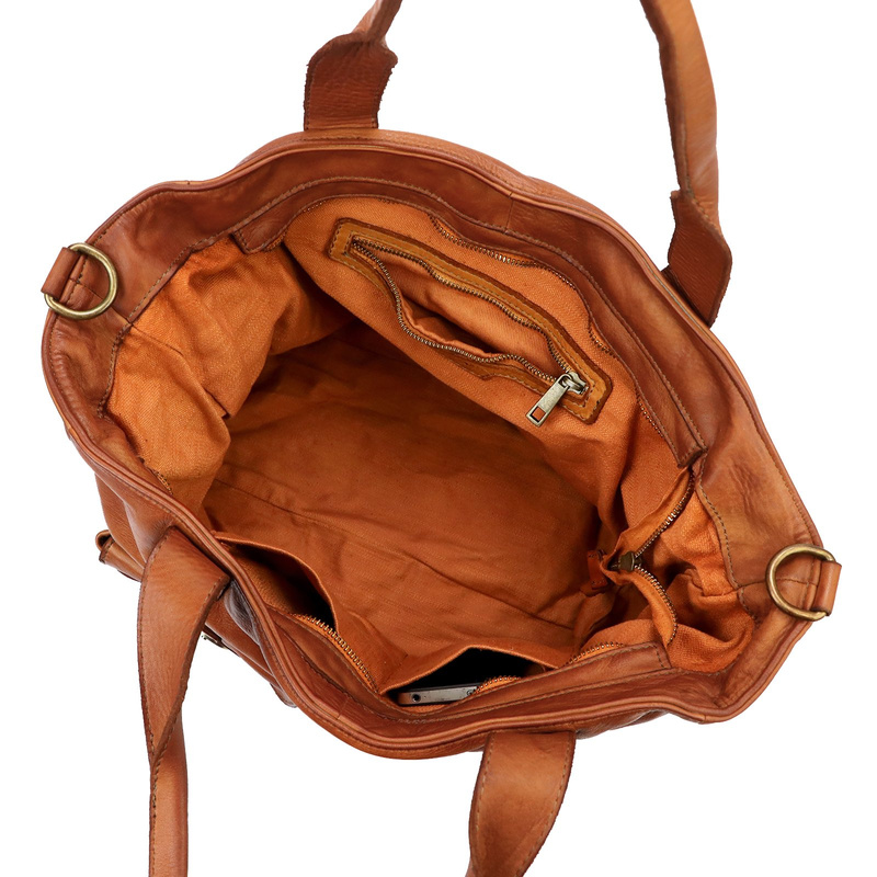 Damska duża skórzana shopperbag torebka na ramię shopper z kieszeniami VS