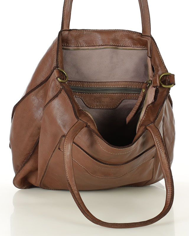 Torba shopper brązowa czekoladowa z kieszeniami skóra naturalna – MARCO MAZZINI