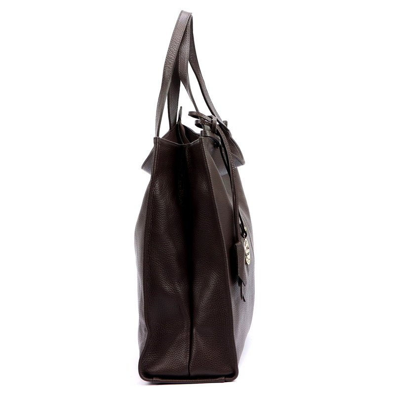 Duża Skórzana shopperbag damska torebka na ramię dwukomorowa Gregorio