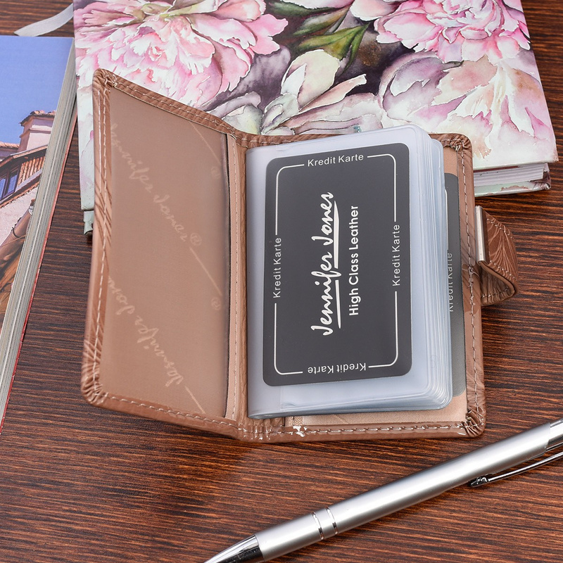 Etui skórzane na dokumenty karty okładka skóra naturalna wizytownik beżowy w piórka M32