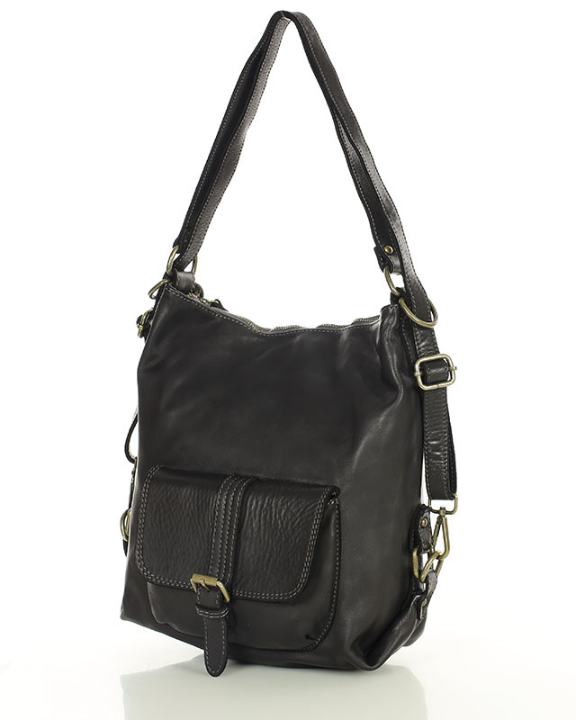 Torba skórzana dla wymagających z opcją plecak old school leather bag - MARCO MAZZINI czarny