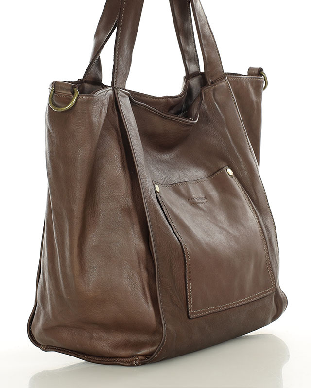 Shopperka torebka skórzana miejska - MARCO MAZZINI brąz camel