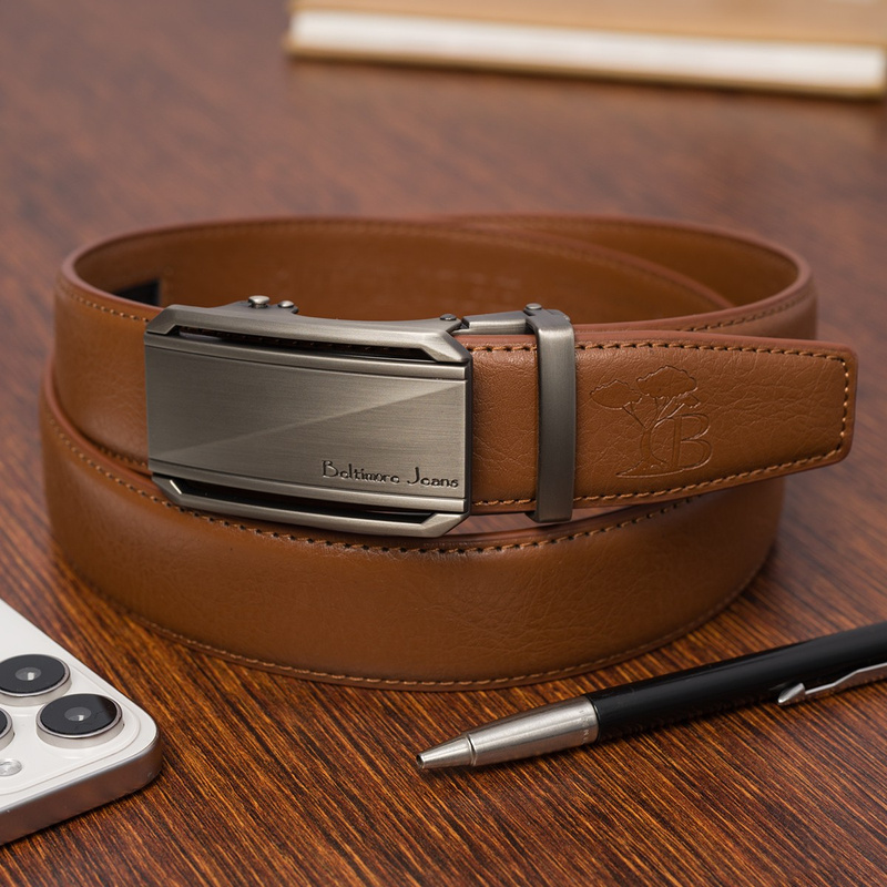 Pasek męski skórzany klamra automatyczna brązowy Beltimore A51 : Kolory - brązowy, beżowy, Rozmiar pasków - r.100-115 cm