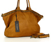 Duża torebka skórzana oversize style shopper bag - MARCO MAZZINI brąz camel