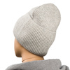 Szara, zimowa czapka damska beanie z logo marki - Peterson