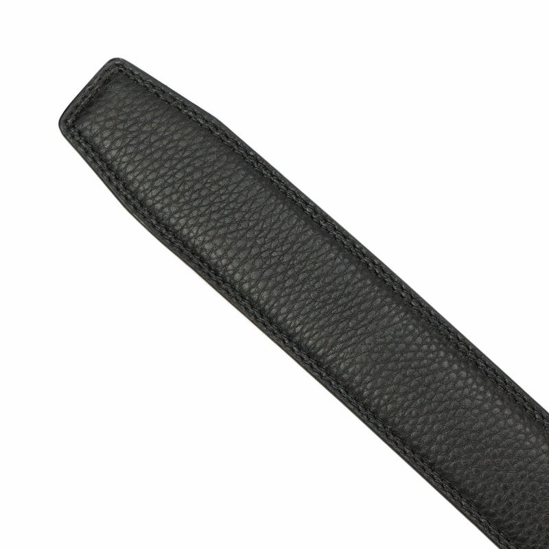 Nordee czarny męski pasek do spodni skóra naturalna z zaciskową klamrą