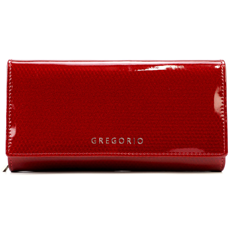 Lakierowany duży Skórzany damski portfel Gregorio