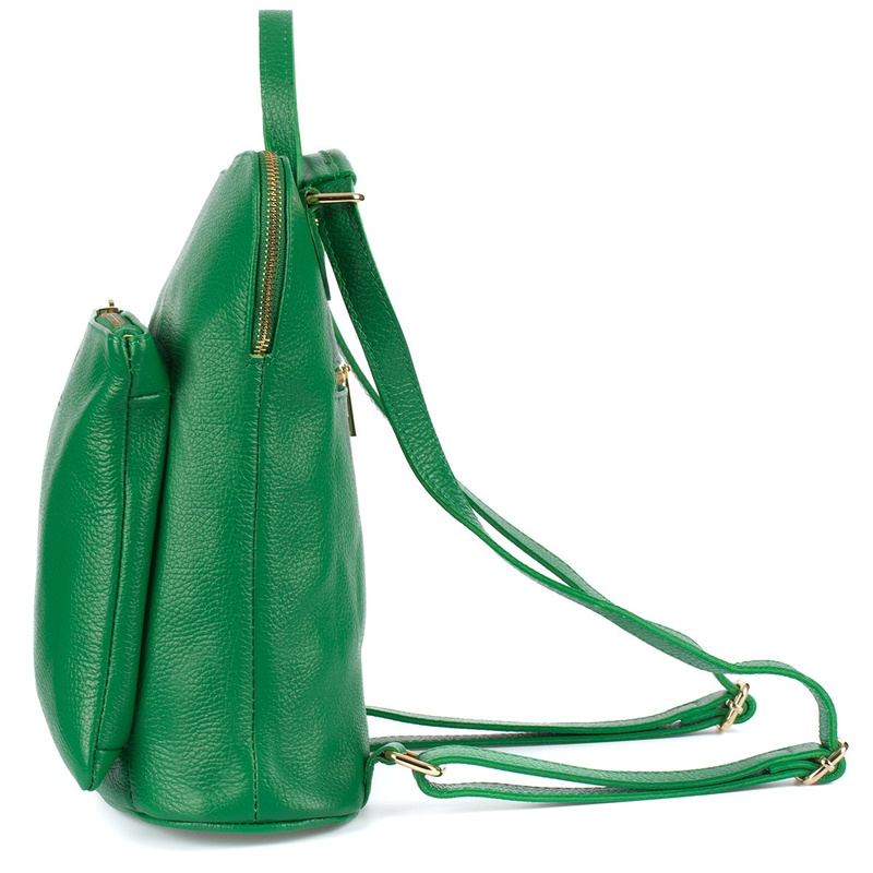 Skórzany plecak damski torba 2w1 elegancki A4 włoski pojemny zielony Vera Pelle S40