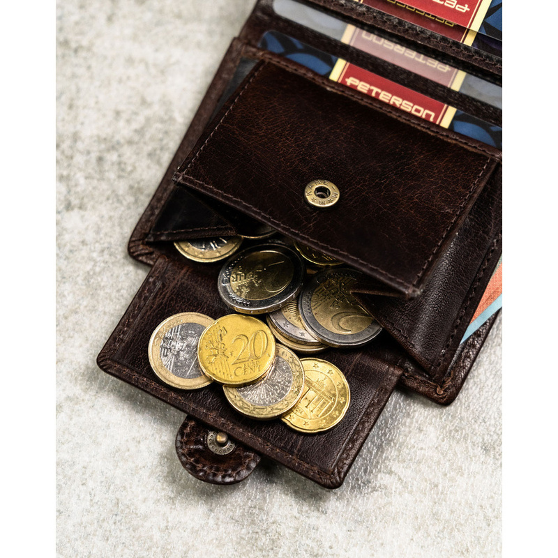 Skórzany męski portfel Peterson PTN RM-12L-BUF