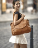 Shopper bag torebka skórzana A4 do pracy - MARCO MAZZINI brąz camel