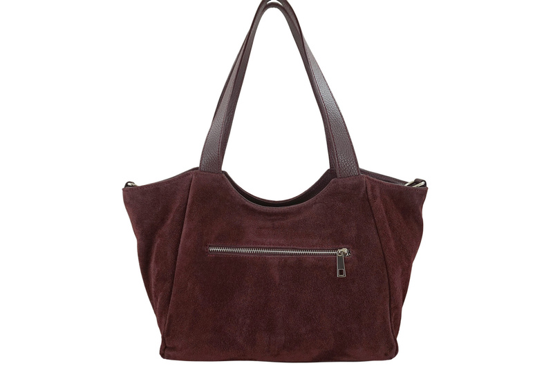 Torebka damska zamszowa typu worek - Bordowa