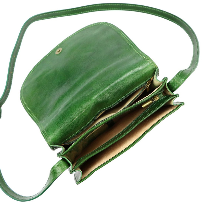 Florence Skórzana damska listonoszka przez ramię dwie komory kieszenie